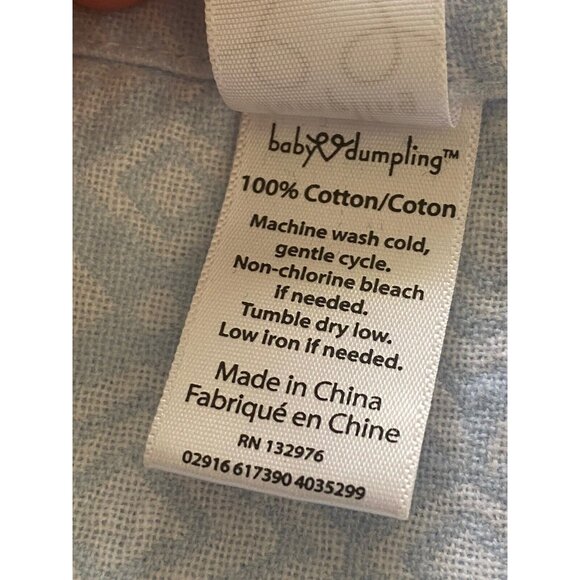 Baby Dumpling Cotton Muslin Baby Blanket White Blue Square Geometric Print 34x34 - Picture 7 of 16